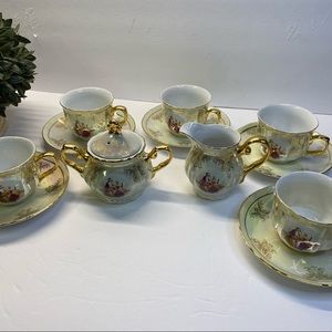 1940s Yau Shing (YS) of China Fine Porcelain Demitasse Cup & Saucer Sets (5)
